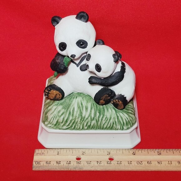 Gorham Mother Baby Panda Bear Music Box Plays Love Me Tender - Picture 8 of 13